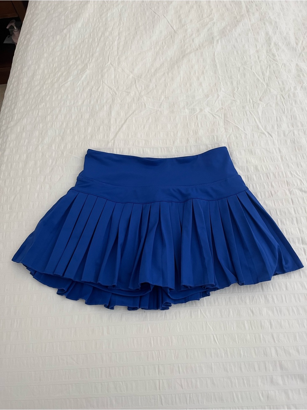 Pleated Mini Skirt in Royal Blue with Built-In Lining